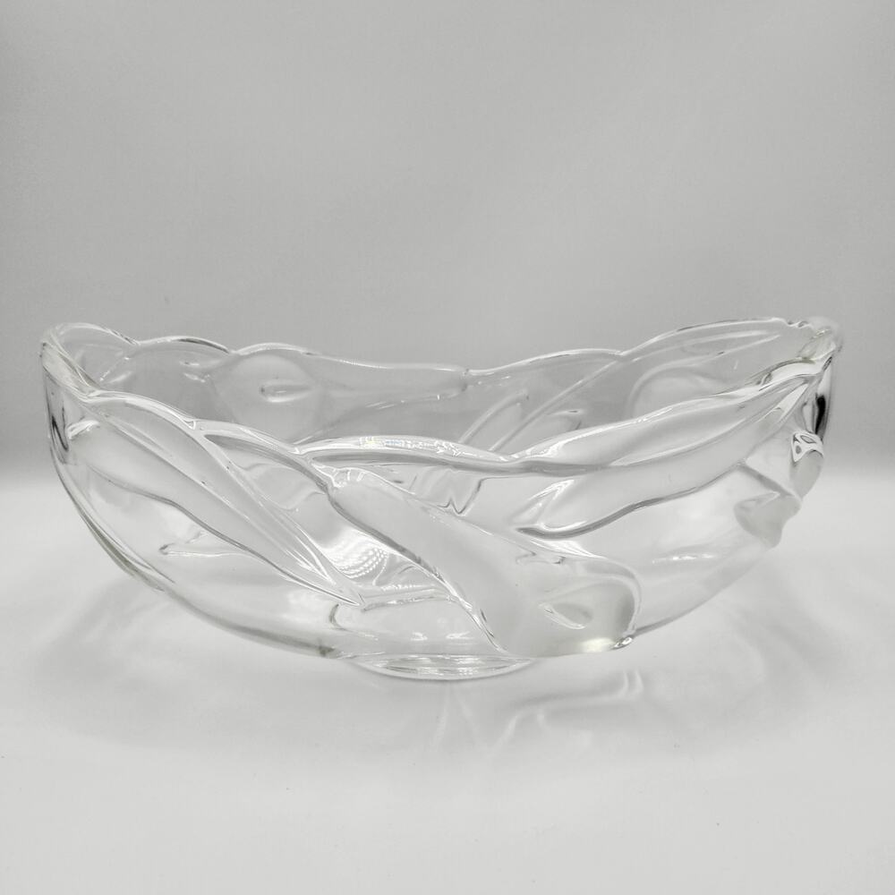 Vintage Mikasa Flair Tivoli Calla Lily High-quality Oval Pressed Glass Bowl
